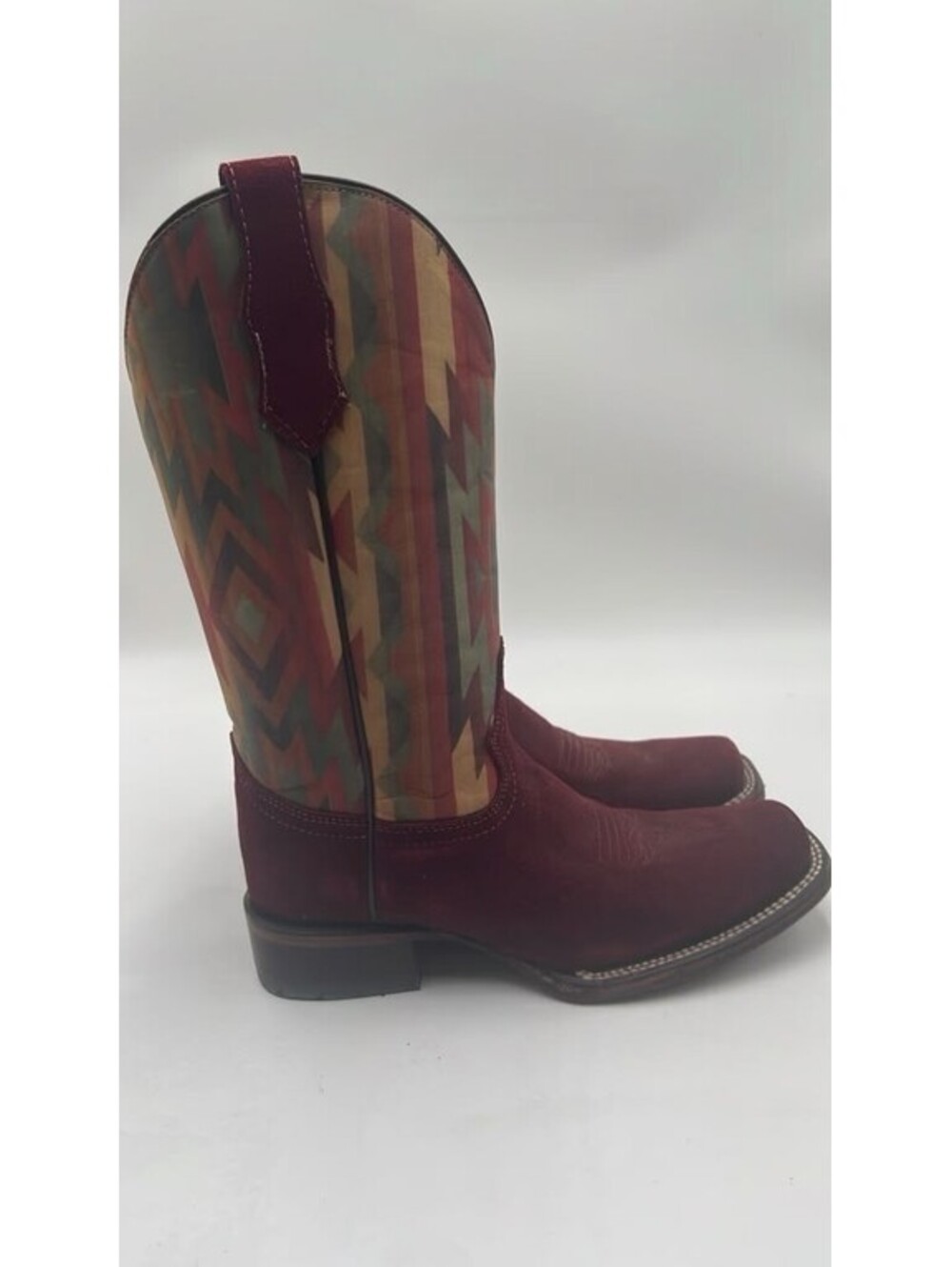 Circle G by Corral Ladies Aztec Embroidery Square Toe Wine Boots L5725